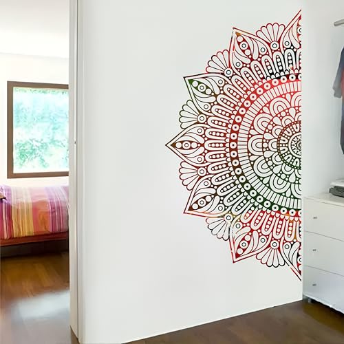 Monk Wish Decorative Mandala Half Sun Wall Decal, 60 x 34 cm, Multicolour Gradient, Boho Design - Image 4