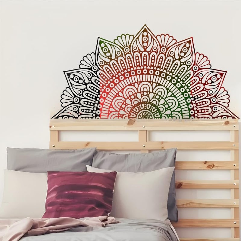 Monk Wish Decorative Mandala Half Sun Wall Decal, 60 x 34 cm, Multicolour Gradient, Boho Design - Image 2