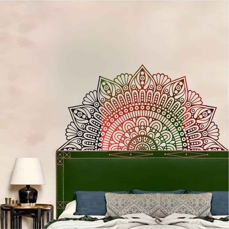 Monk Wish Decorative Mandala Half Sun Wall Decal, 60 x 34 cm, Multicolour Gradient, Boho Design - Image 5