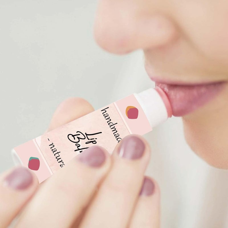 CRASPIRE 80Pcs 8 Styles Lip Balm Sticker Flower Background Self-Adhesive Homemade Lip Balm Labels Vintage Square DIY Heart Label Stickers for Lip Balm Containers Cosmetics Lipsticks - Image 5