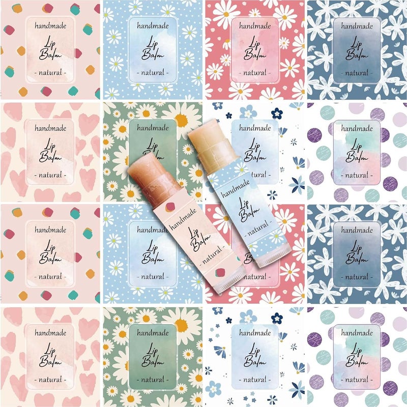 CRASPIRE 80Pcs 8 Styles Lip Balm Sticker Flower Background Self-Adhesive Homemade Lip Balm Labels Vintage Square DIY Heart Label Stickers for Lip Balm Containers Cosmetics Lipsticks - Image 4