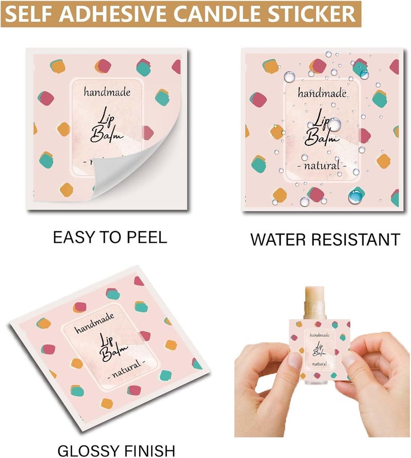 CRASPIRE 80Pcs 8 Styles Lip Balm Sticker Flower Background Self-Adhesive Homemade Lip Balm Labels Vintage Square DIY Heart Label Stickers for Lip Balm Containers Cosmetics Lipsticks - Image 3