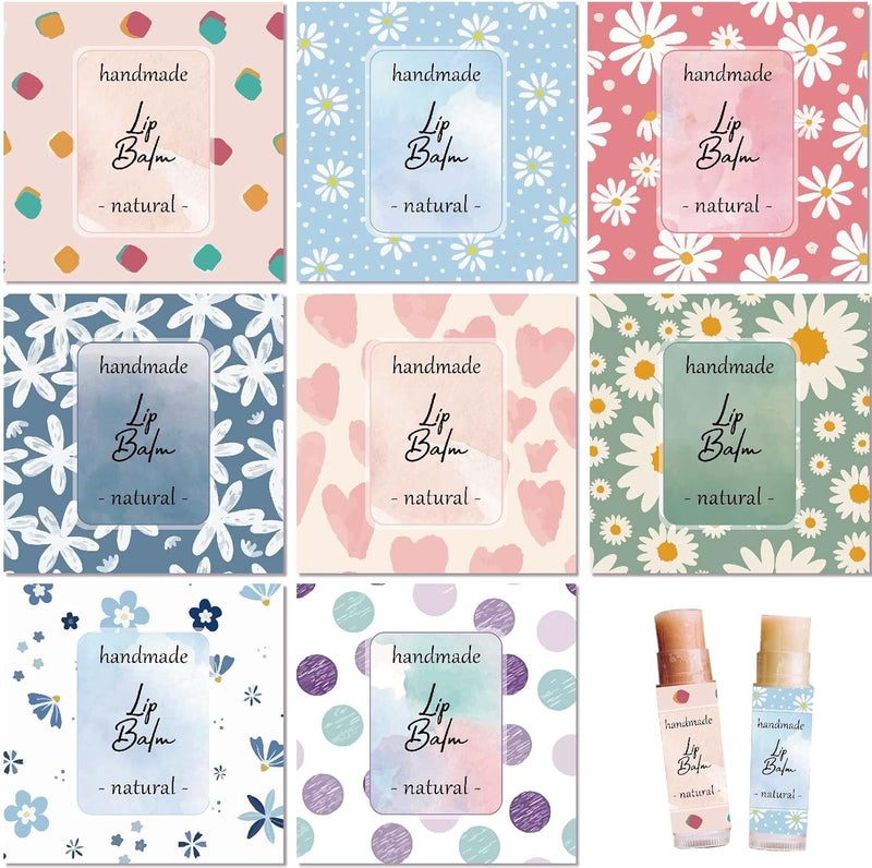 CRASPIRE 80Pcs 8 Styles Lip Balm Sticker Flower Background Self-Adhesive Homemade Lip Balm Labels Vintage Square DIY Heart Label Stickers for Lip Balm Containers Cosmetics Lipsticks - Image 1