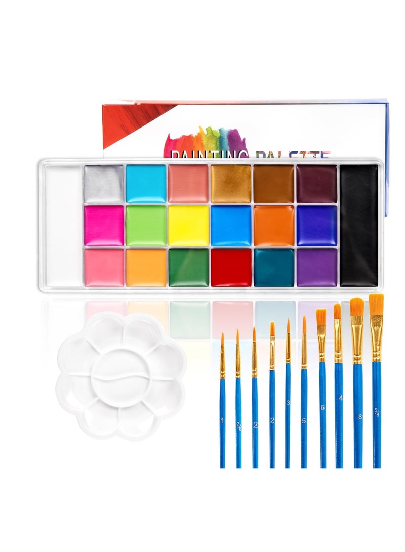 Face Body Paint Set-Athena Painting Palette,10 Professional Artist Brush,Large Deep Pan Ideal for  Cosplay Party SFX Arty Stage Makeup - Image 1