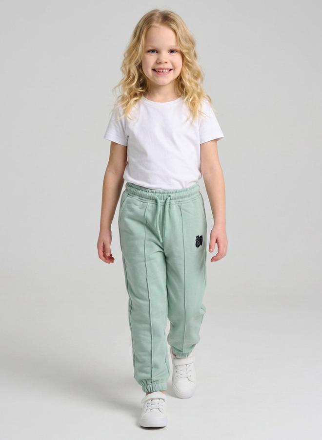 Take Two Girls Green Pintuck Details Printed Joggers By Juniorloom - Image 4