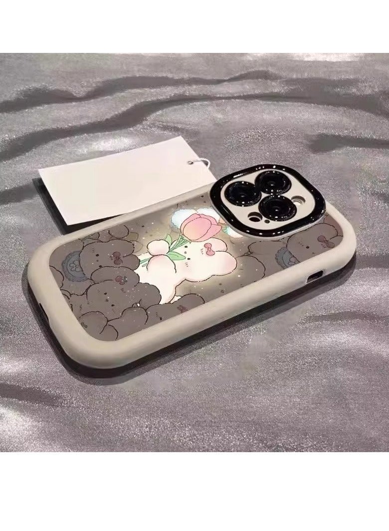 NIBEMINENT Cartoon Rabbit Protective TPU Case Cover For iPhone 15 Plus, White