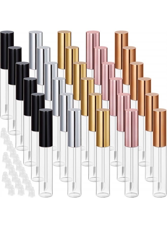 Blulu 30 Piece Lip Gloss Tube 10 ml Empty Refillable Lip Balm Bottle Clear Plastic Lip Gloss Container Reusable Lipstick Bottle with Rubber Insert for Lipstick (Assorted Colors) - Image 1