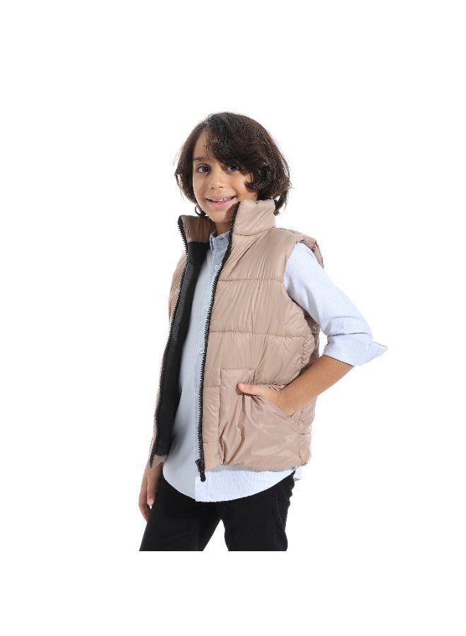 Andora Zipper Closure Pump Vest _ Beige - Image 2