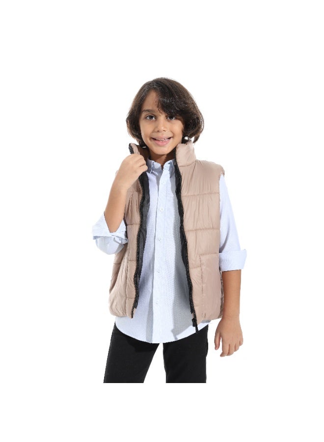 Andora Zipper Closure Pump Vest _ Beige - Image 4