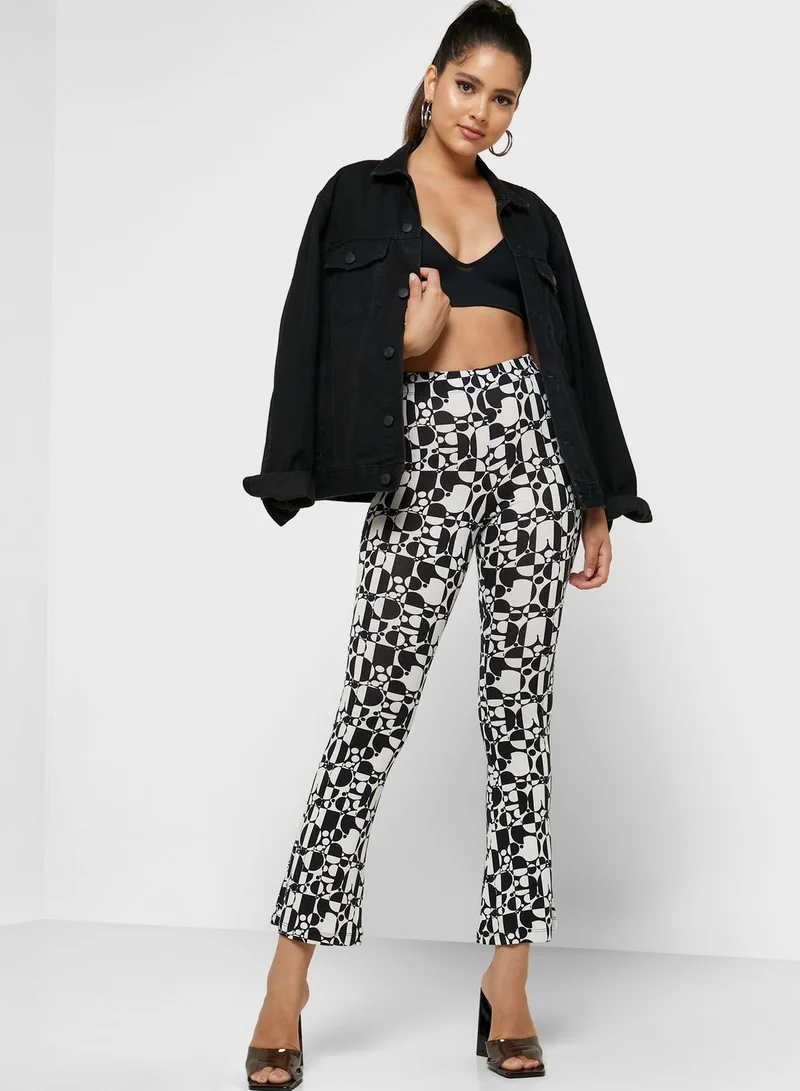 Topshop Petite Printed Flared Pants