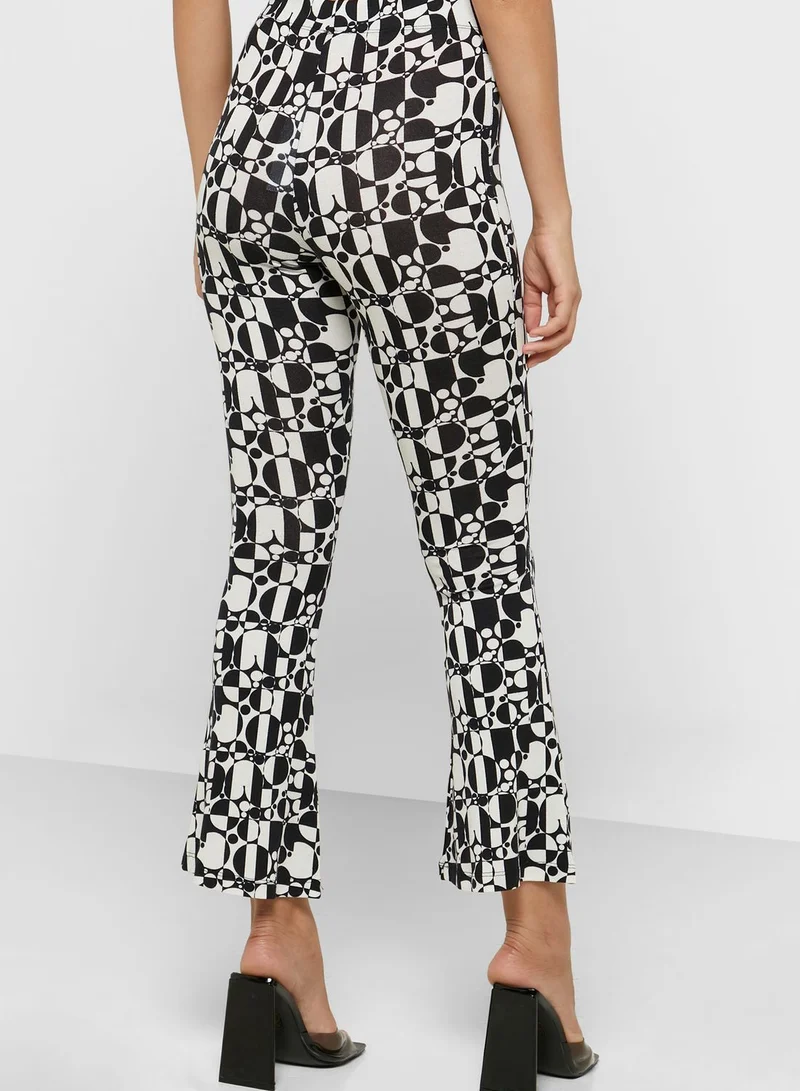 Topshop Petite Printed Flared Pants