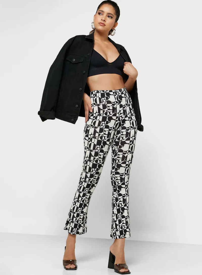 Topshop Petite Printed Flared Pants