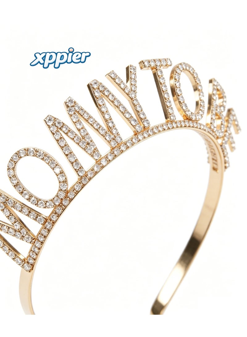 xppier Mommy to Be White Gold Girl Sash Kit, Sparkle Diamond Glitter Rose Gold Sash Decorations, Elegant Party Favor Gift for Girl Baby Shower, Pregnancy Announcement & Birthday Celebration - Image 2