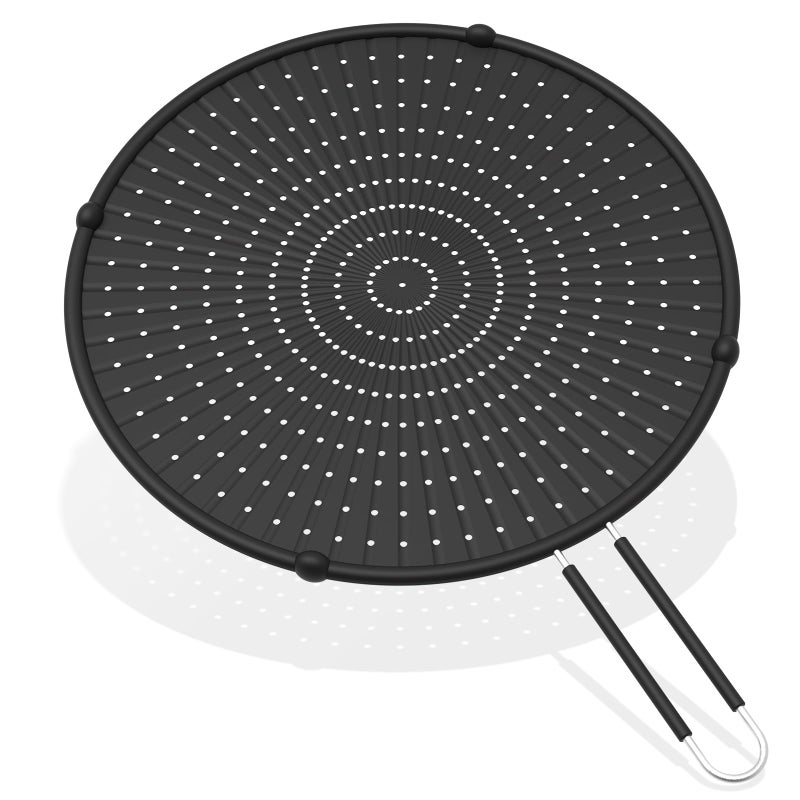 INYOU Silicone Splatter Screen for Frying Pan Suitable for 13â€ Pans, Multi-Use Grease Splatter Guard Heat Resistant to Hot Oil Food Safety Oil Splash Guard - Image 1