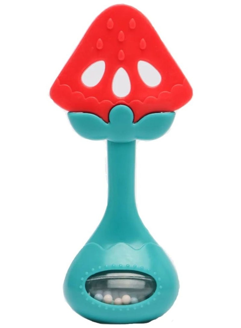 ZedPlay Red Silicone Fruit Teether & Baby Rattle BPA-Free Infant Teething Toy for Soothing Gums Safe Sensory Relief for Newborns & 3-12 Months - Image 1