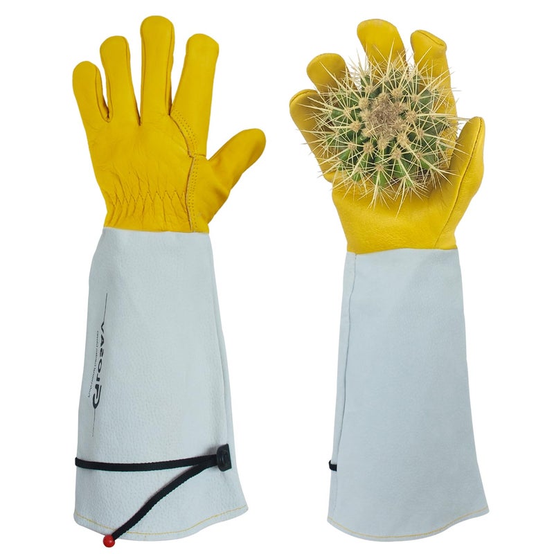 GLOSAV Gardening Gloves Thorn Proof for Rose Pruning & Cactus Trimming, Long Leather Garden Gloves for Women & Men (Large) - Image 1