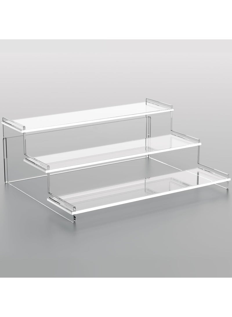 TPGP Clear Acrylic Display Stand, 3 Tiered Display Riser Stand Perfume Stand Organiser for Pop Figures, Perfume, Cupcake, Dessert, Nail Polish, Transparent - Image 1