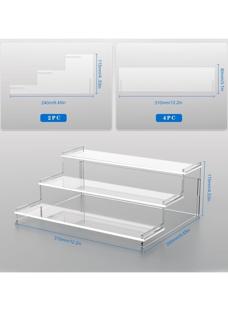 TPGP Clear Acrylic Display Stand, 3 Tiered Display Riser Stand Perfume Stand Organiser for Pop Figures, Perfume, Cupcake, Dessert, Nail Polish, Transparent - Image 3