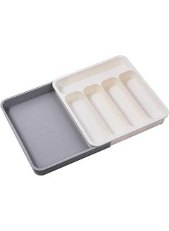 X spring Drawer Organizer Expandable Silverware Organizer Silverware Drawer Organizer Silverware Storage Utensil Tray Utensil Drawer Organizer For Spoons Forks Knives (White)  - Image 1