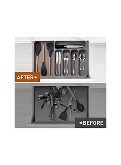 X spring Drawer Organizer Expandable Silverware Organizer Silverware Drawer Organizer Silverware Storage Utensil Tray Utensil Drawer Organizer For Spoons Forks Knives (White)  - Image 3
