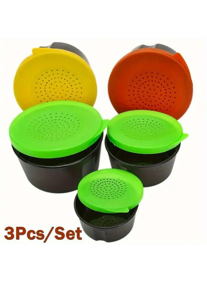 3 Pieces Lightweight Fishing Bait Storage Box with Lid Yellow Portable Ventilation Design - Image 1