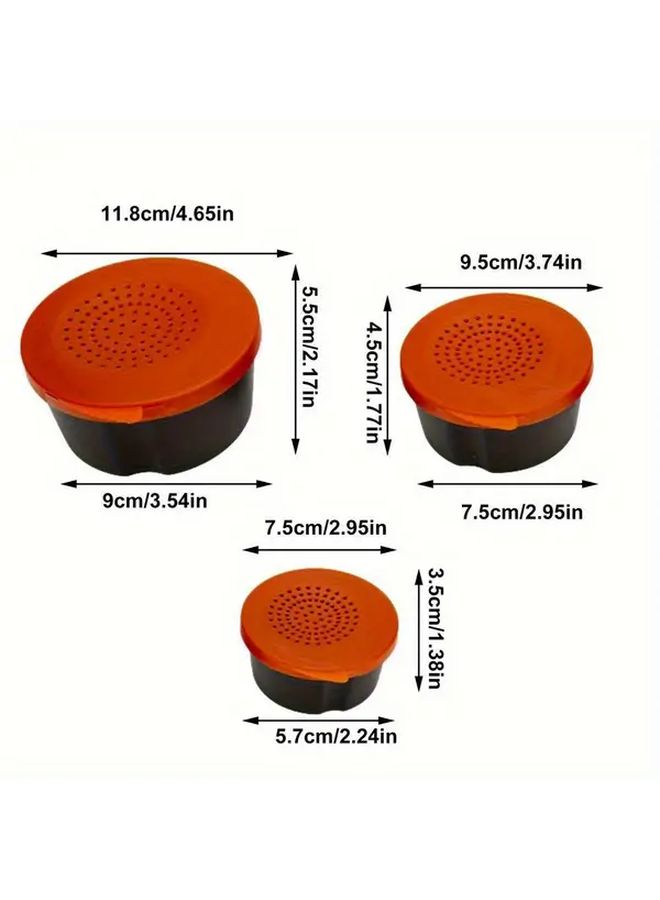3 Pieces Lightweight Fishing Bait Storage Box with Lid Yellow Portable Ventilation Design - Image 5