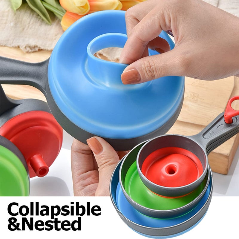 DELOVE- Delove Canning Funnel with Strainer - Wide Mouth Food Funnels for Kitchen Use - Mason Jars Canning Supplies Kit Tools - Funnels for Filling Bottles - Food Grade Silicone -4 Pack - Image 4