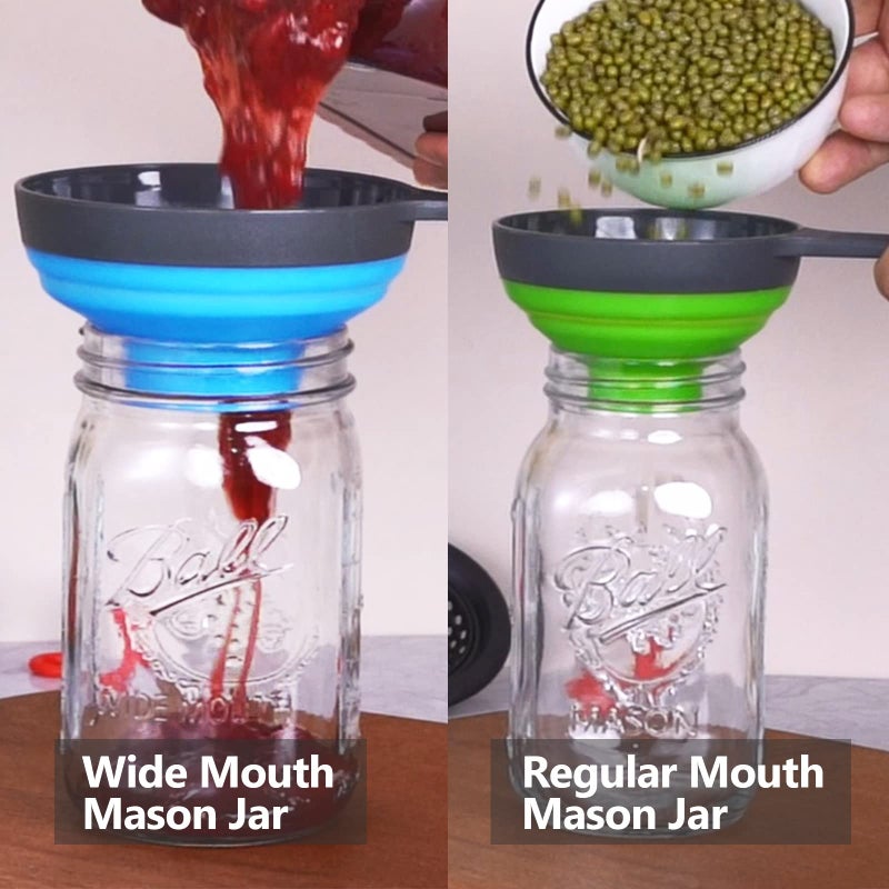 DELOVE- Delove Canning Funnel with Strainer - Wide Mouth Food Funnels for Kitchen Use - Mason Jars Canning Supplies Kit Tools - Funnels for Filling Bottles - Food Grade Silicone -4 Pack - Image 5