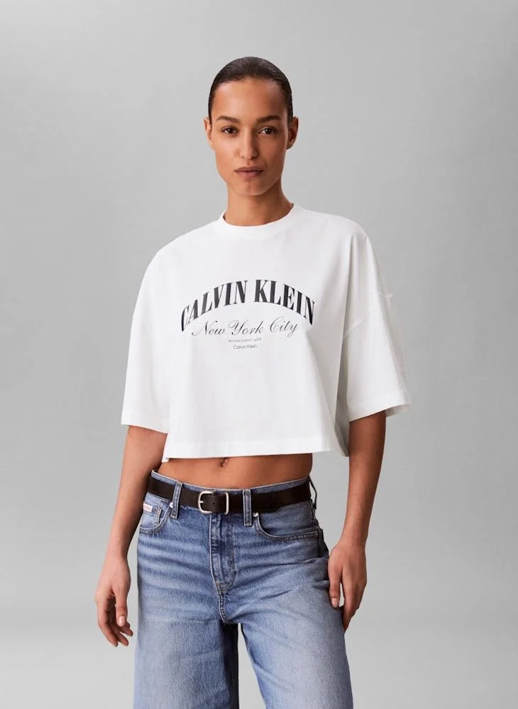 Calvin Klein Jeans  Casual Cropped Boxy Heritage Crest L for Women | Best Price UAE