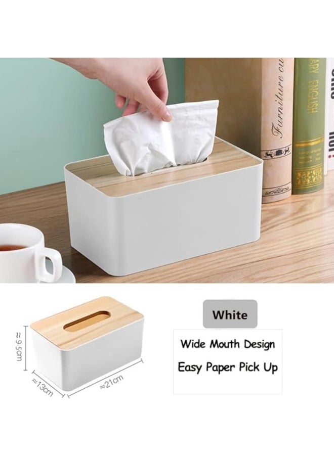 Generic Multifunctional Tissue Box with Lid, Organizer for Desktop Decoration, Tissue Holder, Suitable for Mobile, Remote Control, Makeup and Office Supplies - White  - Image 2