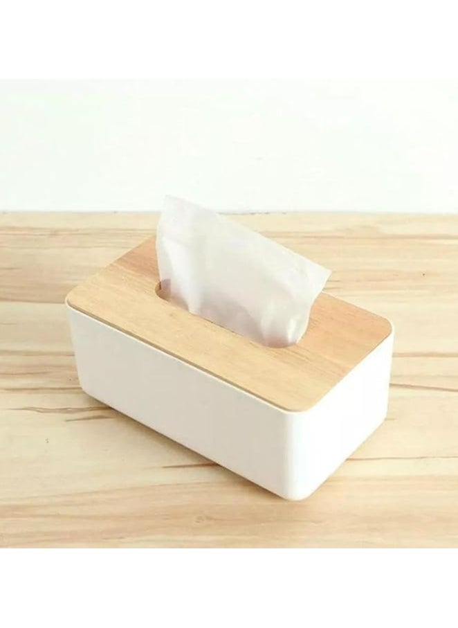 Generic Multifunctional Tissue Box with Lid, Organizer for Desktop Decoration, Tissue Holder, Suitable for Mobile, Remote Control, Makeup and Office Supplies - White  - Image 1