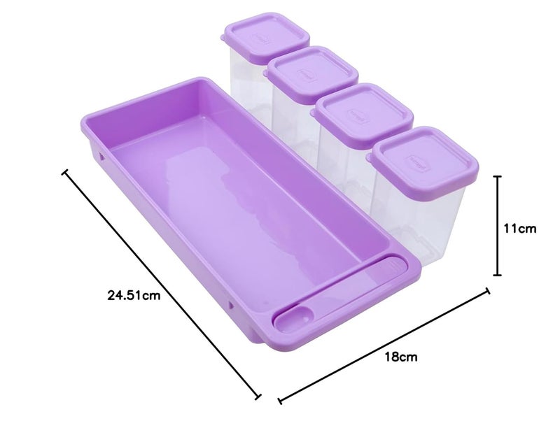 Gluman Plastic Masala Container Set With Organiser Tray And SpoonSpice Organiser With PrePrinted Sticker Labels100 Food GradeDishwasher SafeFreezer SafeMicrowave SafeReusablePurpleBlue - Image 4