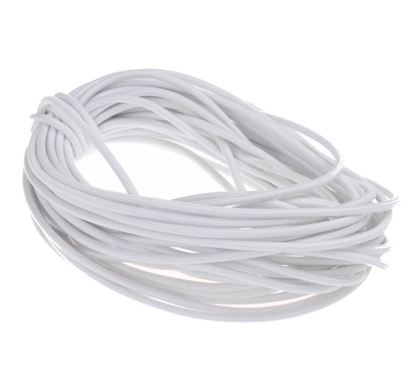 COTOWIN 18Inch 3 mm by 10Yard White Heavy Round Elastic Cord Cut