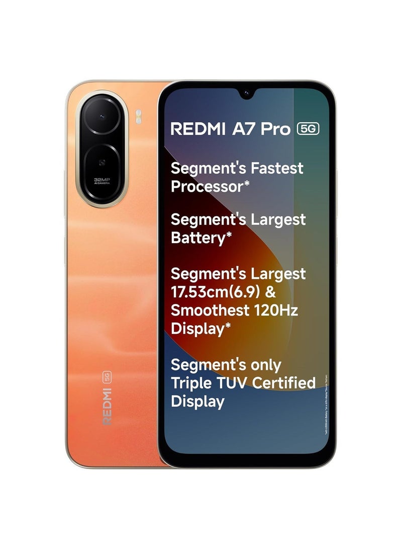 Xiaomi REDMI A7 Pro 5G (Sunset Orange, 4GB RAM,128GB Storage) | Segment's Fastest Processor | Segment's Largest Battery | Segment's Largest & Smoothest 6.9-inch 120Hz Display - Image 1