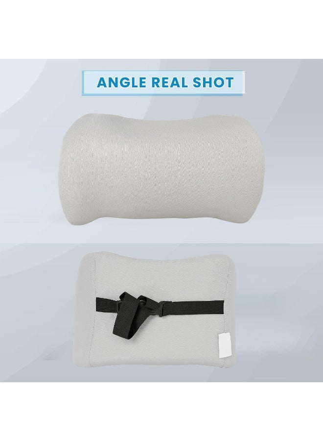 3XR Grey Lumbar Support Pillow 5640 (41x25cm) for Car, Office & Home Memory Foam Back Cushion with Contoured Ergonomic Design, Breathable Anti-Static Fabric, Adjustable Strap, Pain Relief & Posture Correction - Image 3