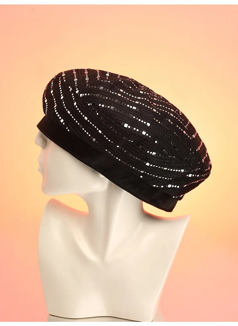 صوص هاوت Mirrored Beret Hat - Midnight Black