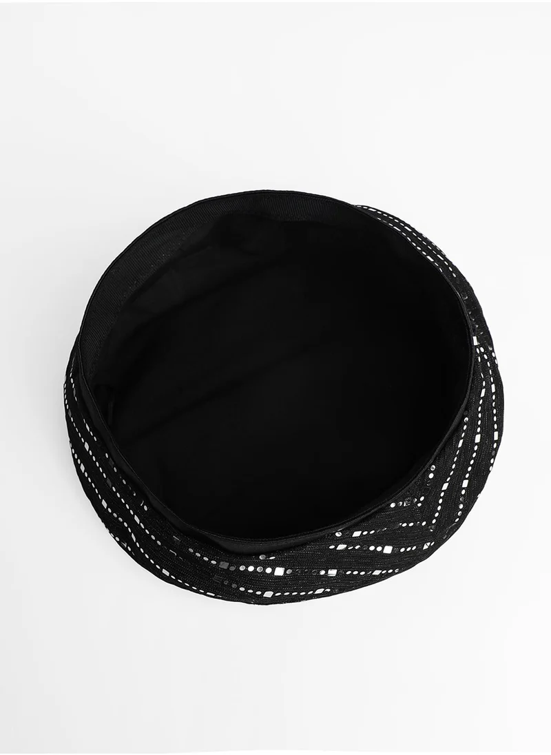 صوص هاوت Mirrored Beret Hat - Midnight Black