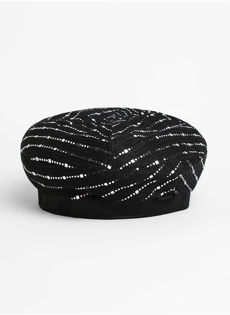 صوص هاوت Mirrored Beret Hat - Midnight Black