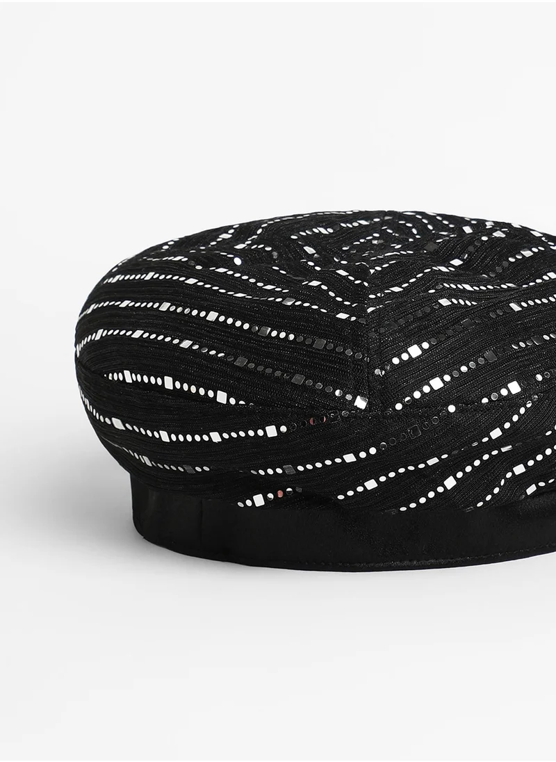 صوص هاوت Mirrored Beret Hat - Midnight Black