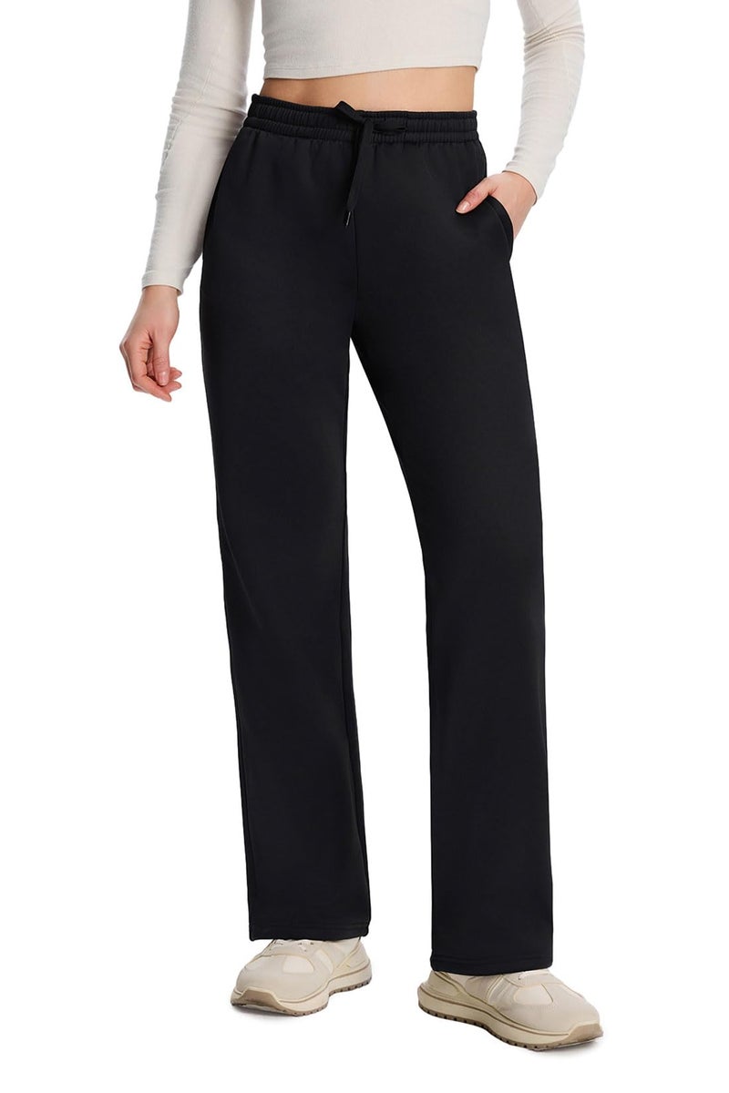 Yogipace Petite Women's Water Resistant Thermal Fleece Pants, Winter Lounge Running Sweatpants with Pockets,29",Black,Size XXL - Image 1