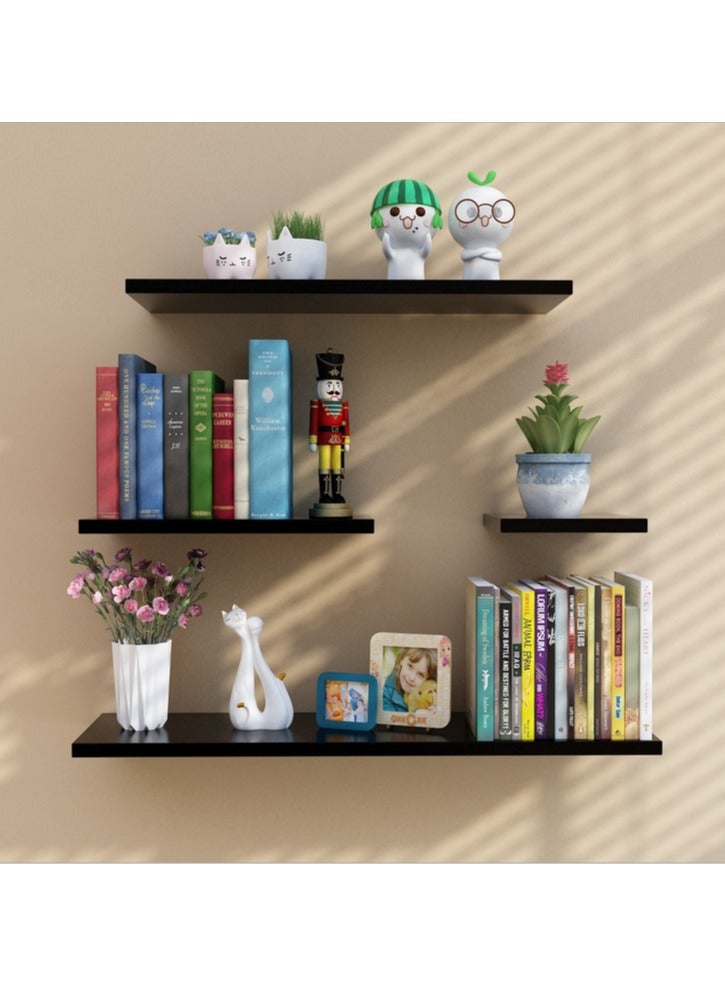 DUNISO 4 Pcs Wood Floating Shelves for Wall，Decorative Wood Shelves for Home，Invisible Wall Mounted Display Shelf，Storage & Organization for Living Room, Bedroom, Kitchen, Bathroom, Office, Black  - Image 2
