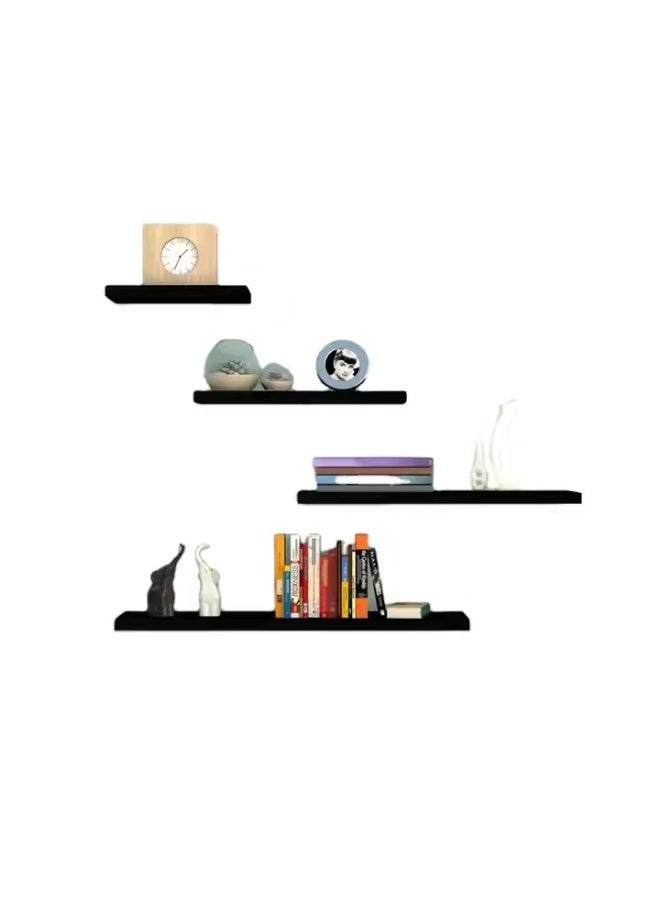 DUNISO 4 Pcs Wood Floating Shelves for Wall，Decorative Wood Shelves for Home，Invisible Wall Mounted Display Shelf，Storage & Organization for Living Room, Bedroom, Kitchen, Bathroom, Office, Black  - Image 4
