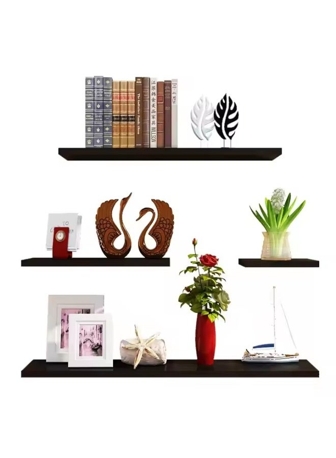 DUNISO 4 Pcs Wood Floating Shelves for Wall，Decorative Wood Shelves for Home，Invisible Wall Mounted Display Shelf，Storage & Organization for Living Room, Bedroom, Kitchen, Bathroom, Office, Black  - Image 3