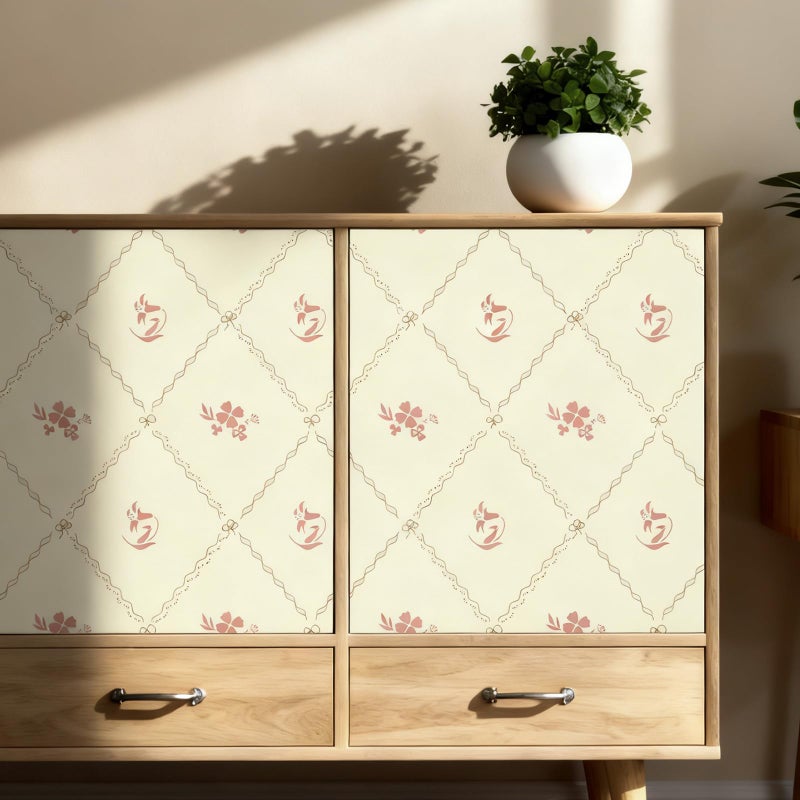 GloryTik Vintage Floral Wallpaper Peel and Stick, Removable Beige Flowers Contact Paper, Self Adhesive Wall Paper for Bedroom Living Room Cabinets Bedroom Vinyl Rolls (17.3" x 78.7") - Image 5