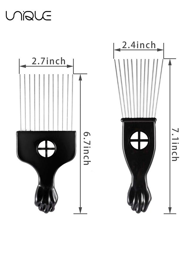 Unique Metal Hair Pick, 3 Pack Wide Tooth Afro Pick for Men, Hair pick for Curly Hair for Women, Afro Pick Lift Pick Comb Tool for Wig Braid Detangle, Hair Styling - Image 2