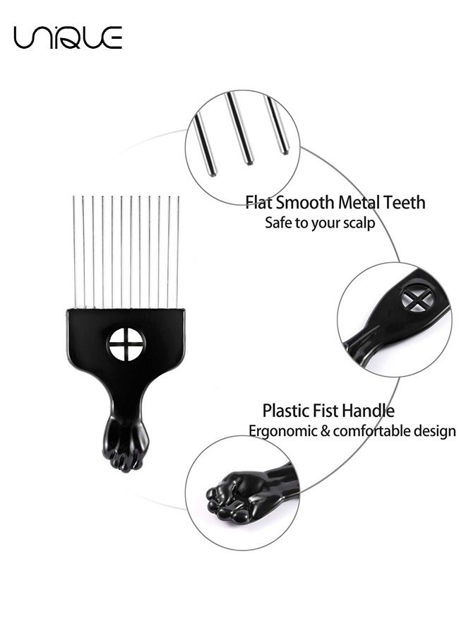 Unique Metal Hair Pick, 3 Pack Wide Tooth Afro Pick for Men, Hair pick for Curly Hair for Women, Afro Pick Lift Pick Comb Tool for Wig Braid Detangle, Hair Styling - Image 3