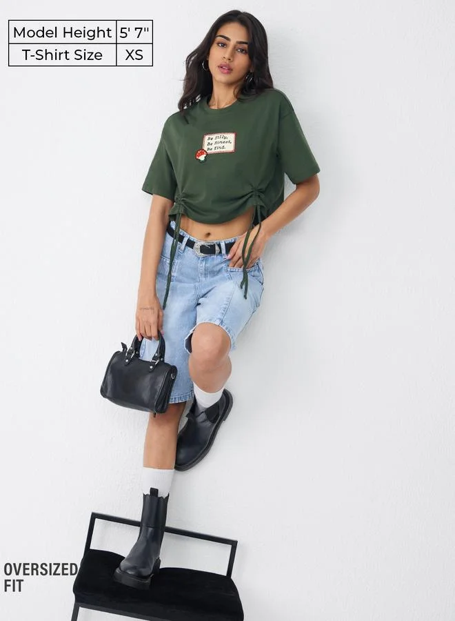 ذا سوليد ستور تيشيرت قطن قصير بتفاصيل كشكش