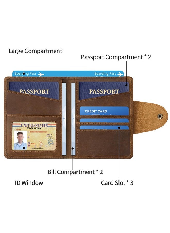 رينجسان محفظة جواز سفر جلدية من Ringsun للرجال والنساء، حافظة جواز سفر RFID، غطاء جواز سفر للسفر للعائلة  - Image 5