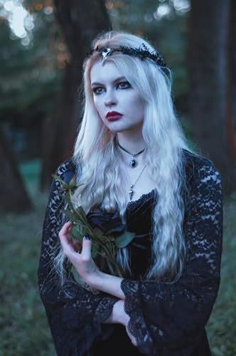 MOSTORY Black Elf Flower Crown - Gothic Raven Skull Headpiece Witch Headband Dark Fairy Circlet for Witch Aesthetic Halloween Cosplay Renaissance Accessory Women Goth Wedding Photo Shoot - Image 4