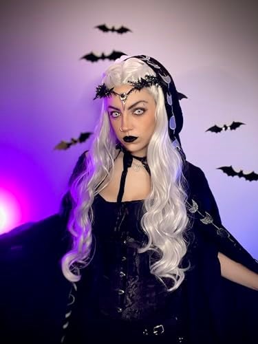 MOSTORY Black Elf Flower Crown - Gothic Raven Skull Headpiece Witch Headband Dark Fairy Circlet for Witch Aesthetic Halloween Cosplay Renaissance Accessory Women Goth Wedding Photo Shoot - Image 3